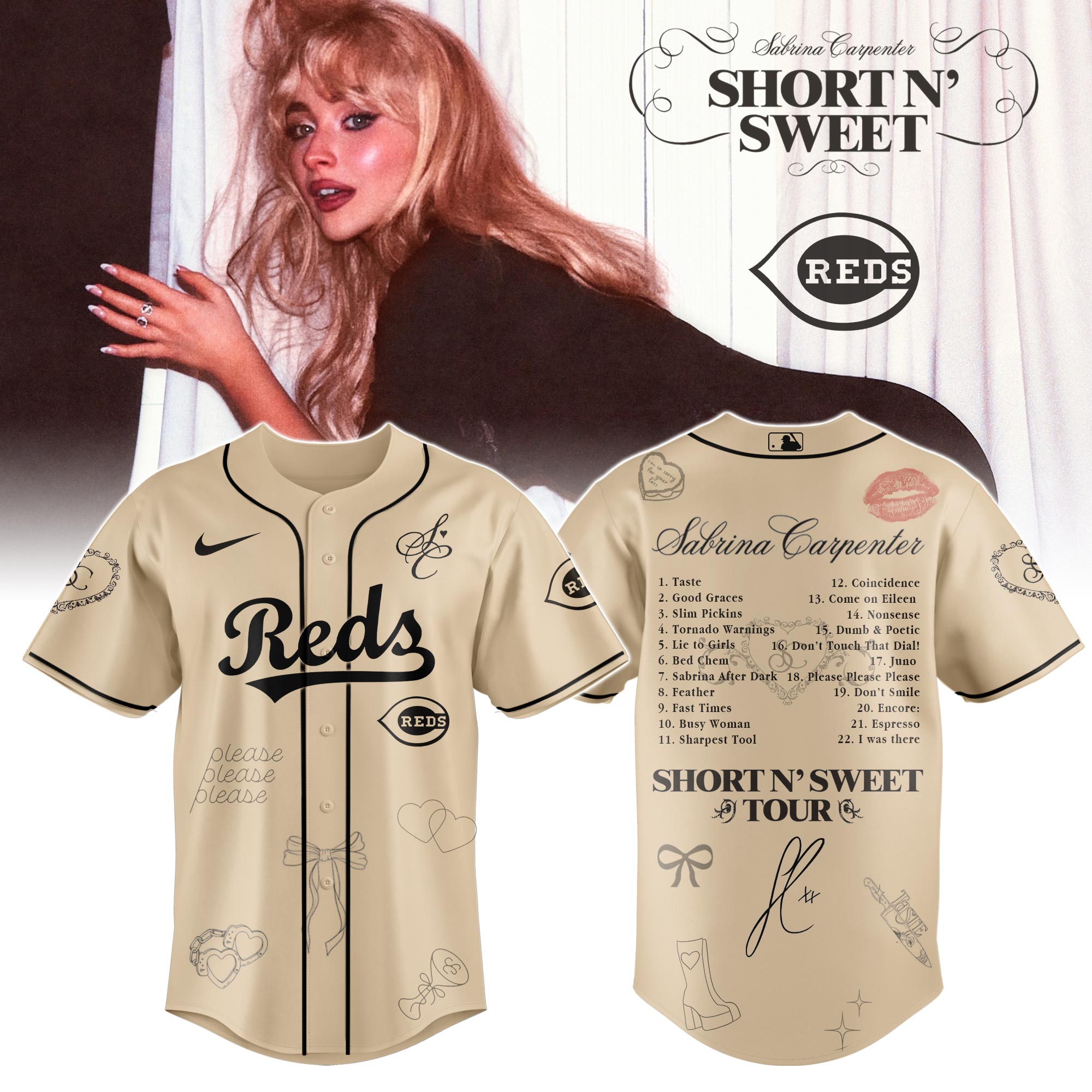 Mckenzieshoponline Atlanta Braves MLB x Sabrina Carpenter Short n' Sweet Tour Personalized Baseball Jersey For Fans