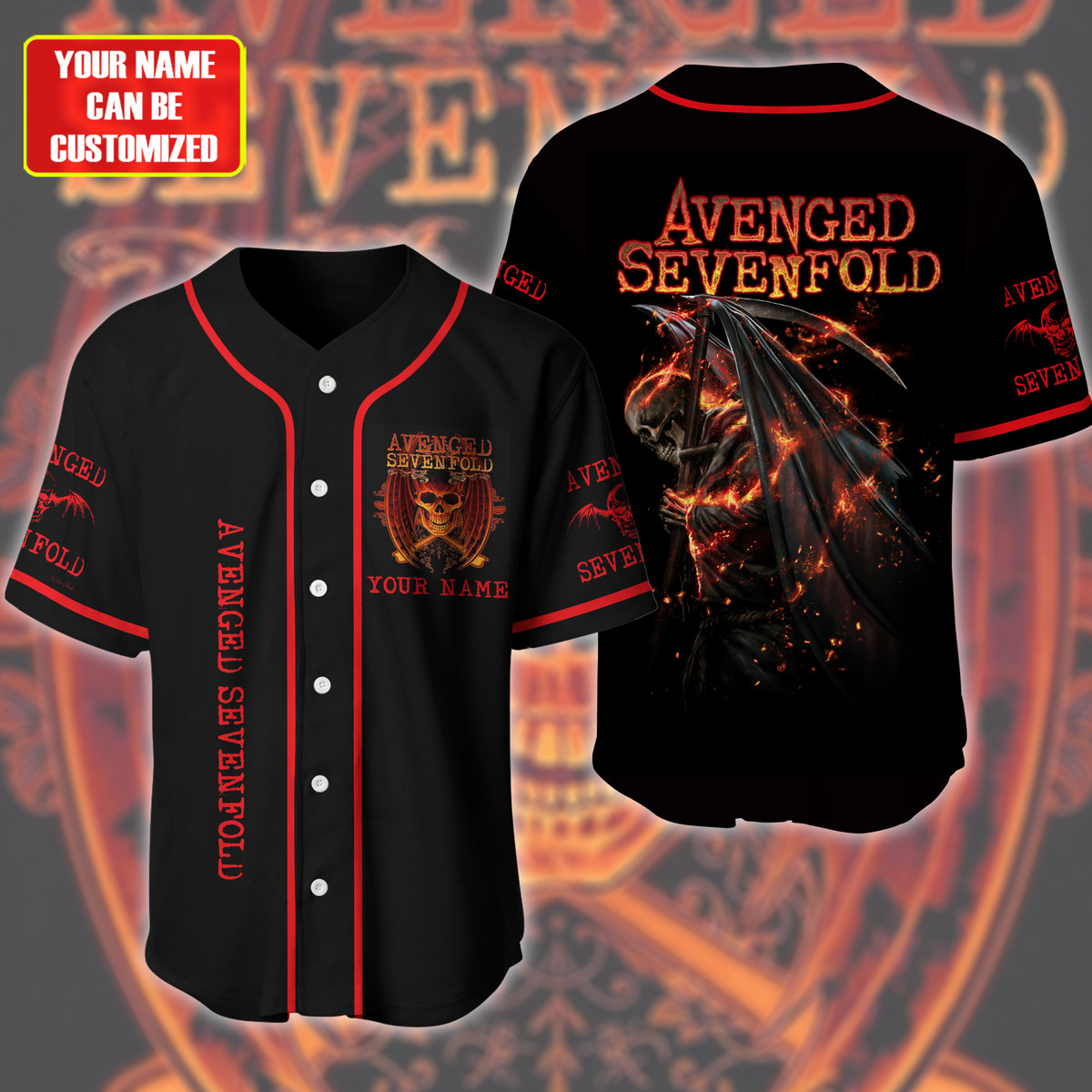 Jerseytrend Avenged Sevenfold A7X Band Personalized Baseball Jersey For Fans - Image 2