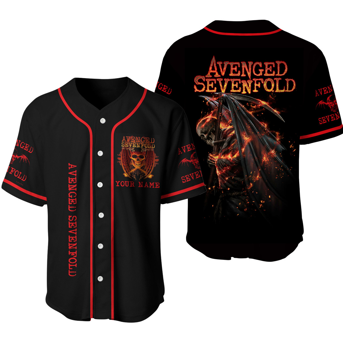 Jerseytrend Avenged Sevenfold A7X Band Personalized Baseball Jersey For Fans - Image 3