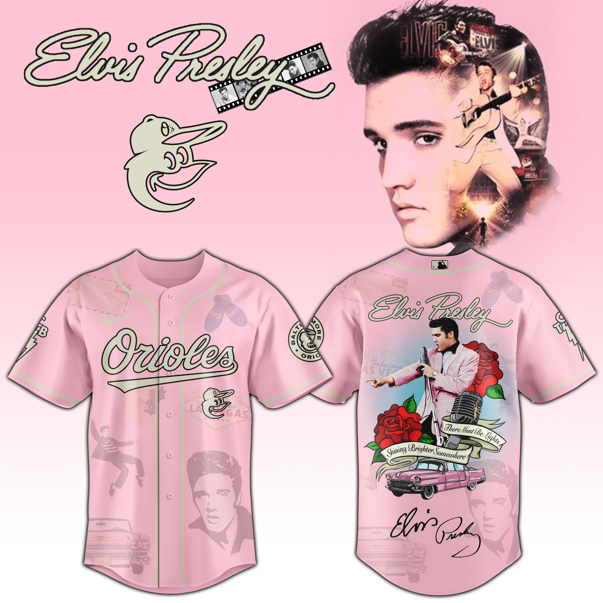 Jerseytrend Baltimore Orioles MLB x Elvis Presley Personalized Baseball Jersey For Fans