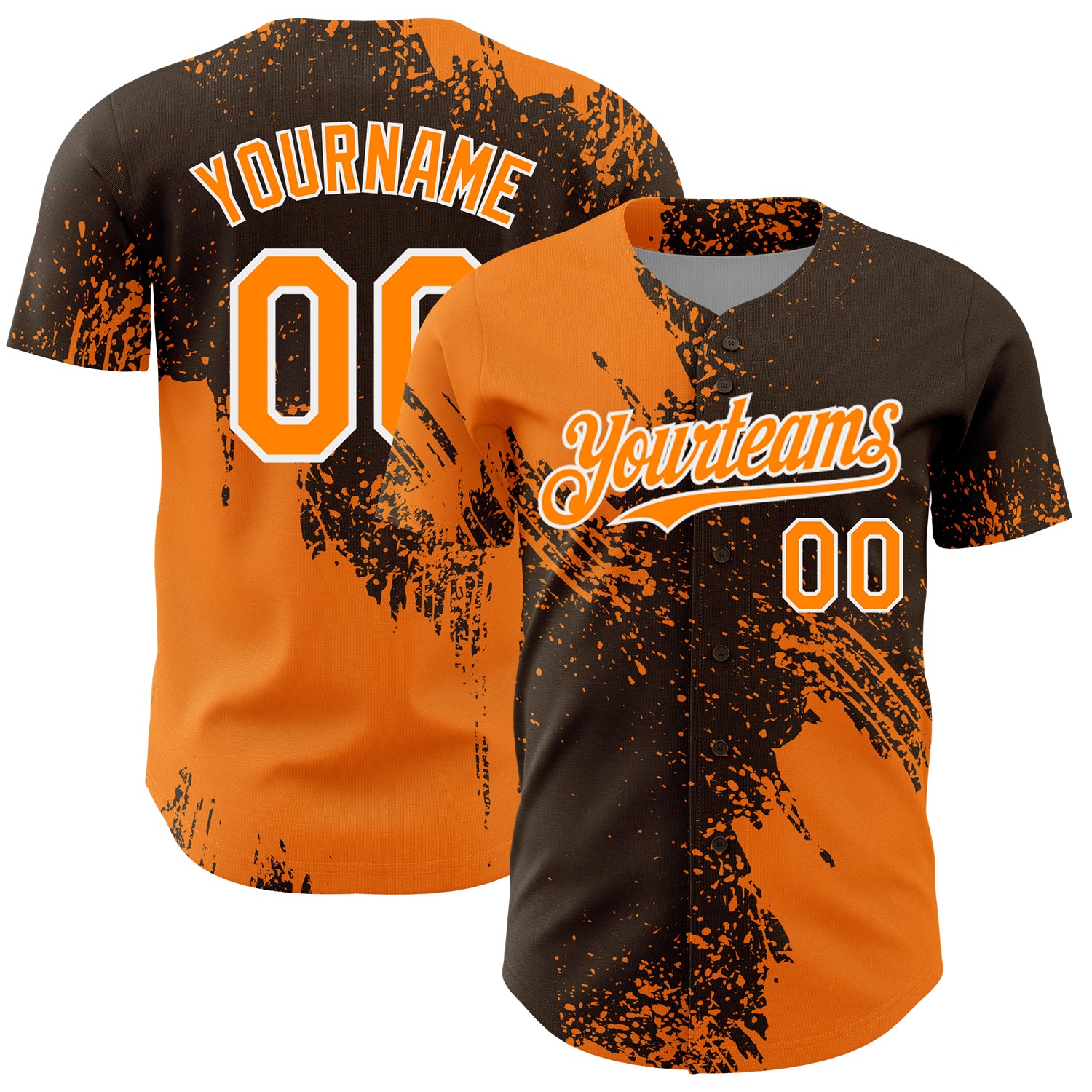 Mckenzieshoponline Bay Orange Brown White 3D Pattern Design Abstract Brush Stroke Personalized Baseball Jersey For Fans