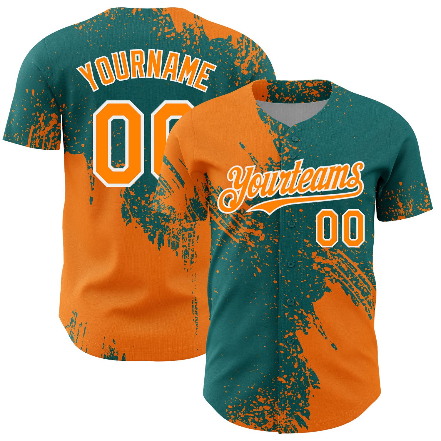 Mckenzieshoponline Bay Orange Teal White 3D Pattern Design Abstract Brush Stroke Personalized Baseball Jersey For Fans