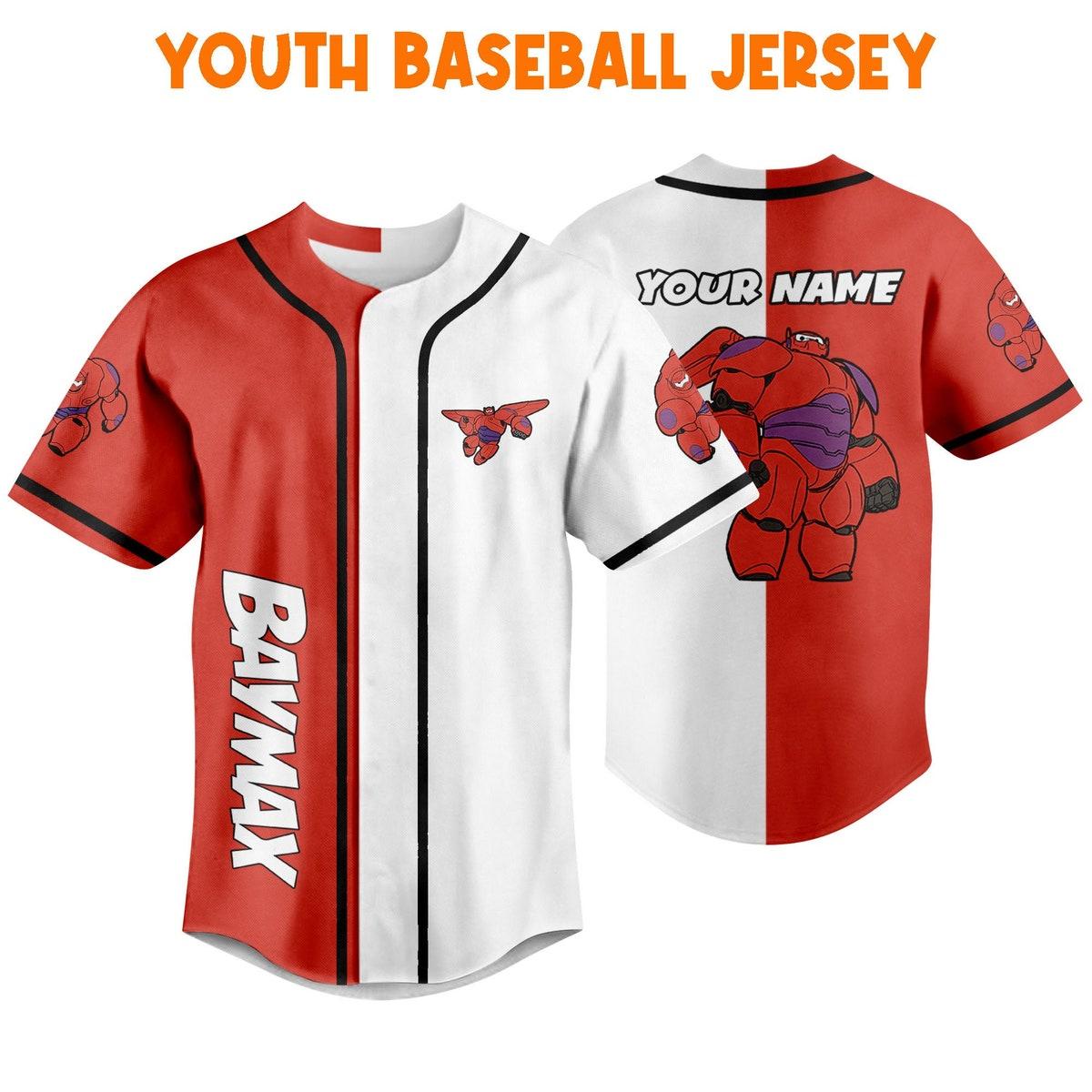 Mckenzieshoponline Baymax Red Unisex Big White Robot Personalized Baseball Jersey For Fans - Image 6