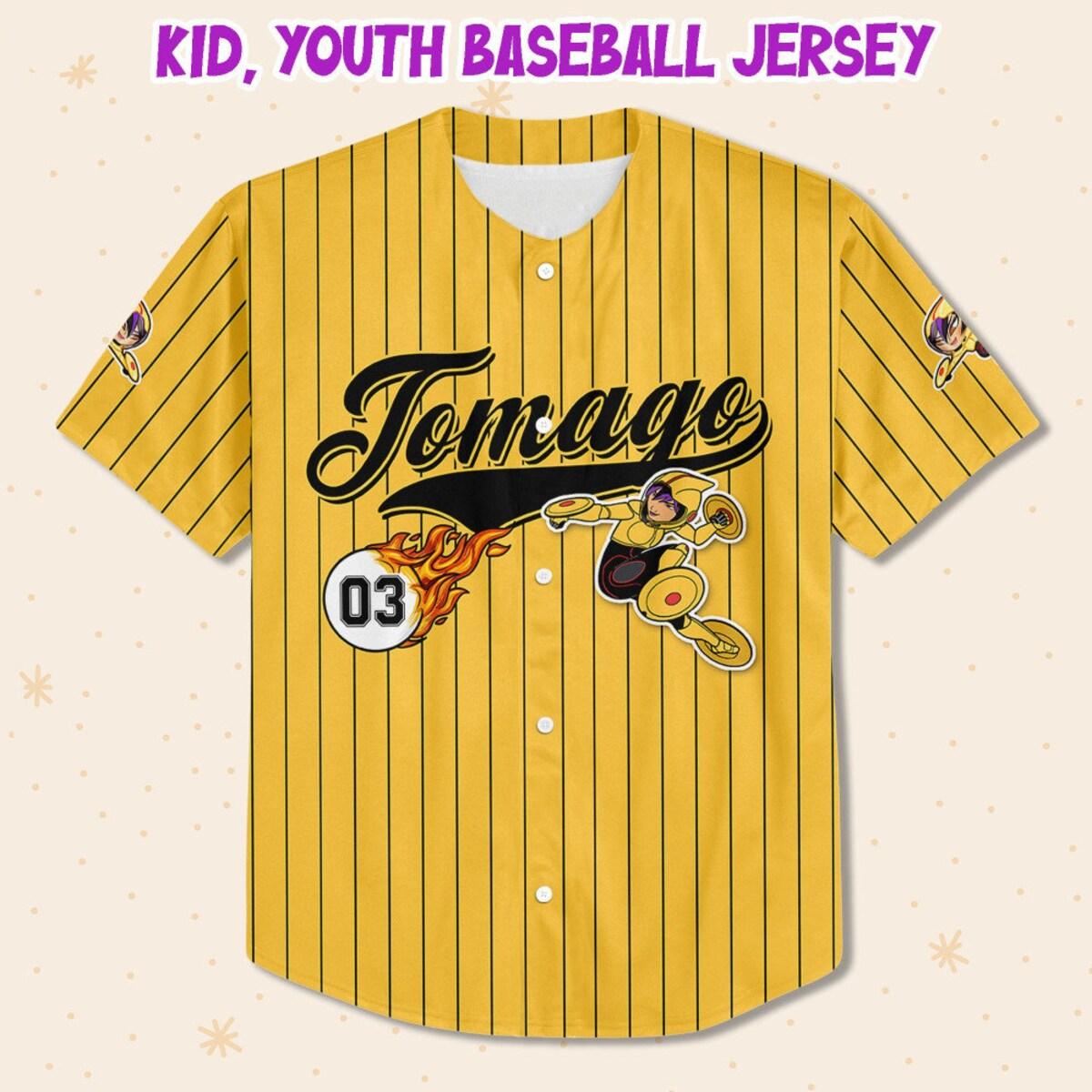 Mckenzieshoponline Big Hero Tomago Yellow Black Gift For Personalized Baseball Jersey For Fans - Image 3