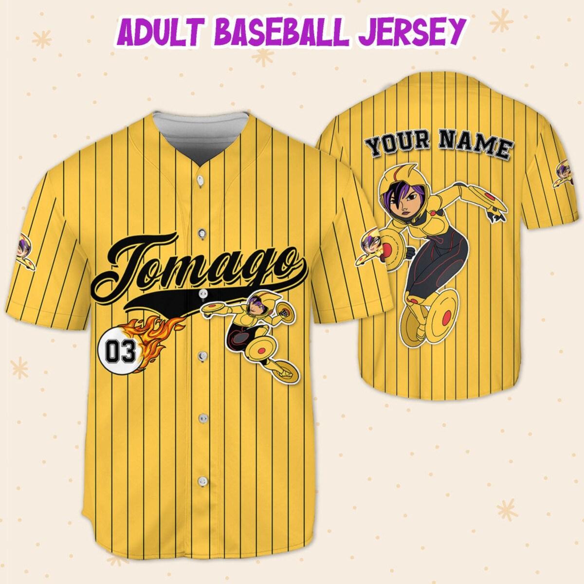 Mckenzieshoponline Big Hero Tomago Yellow Black Gift For Personalized Baseball Jersey For Fans - Image 6