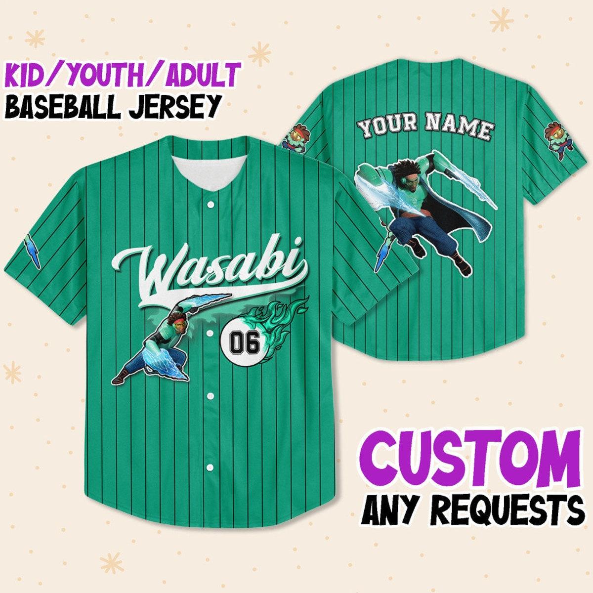Mckenzieshoponline Big Hero Wasabi Green Black Gift For Personalized Baseball Jersey For Fans