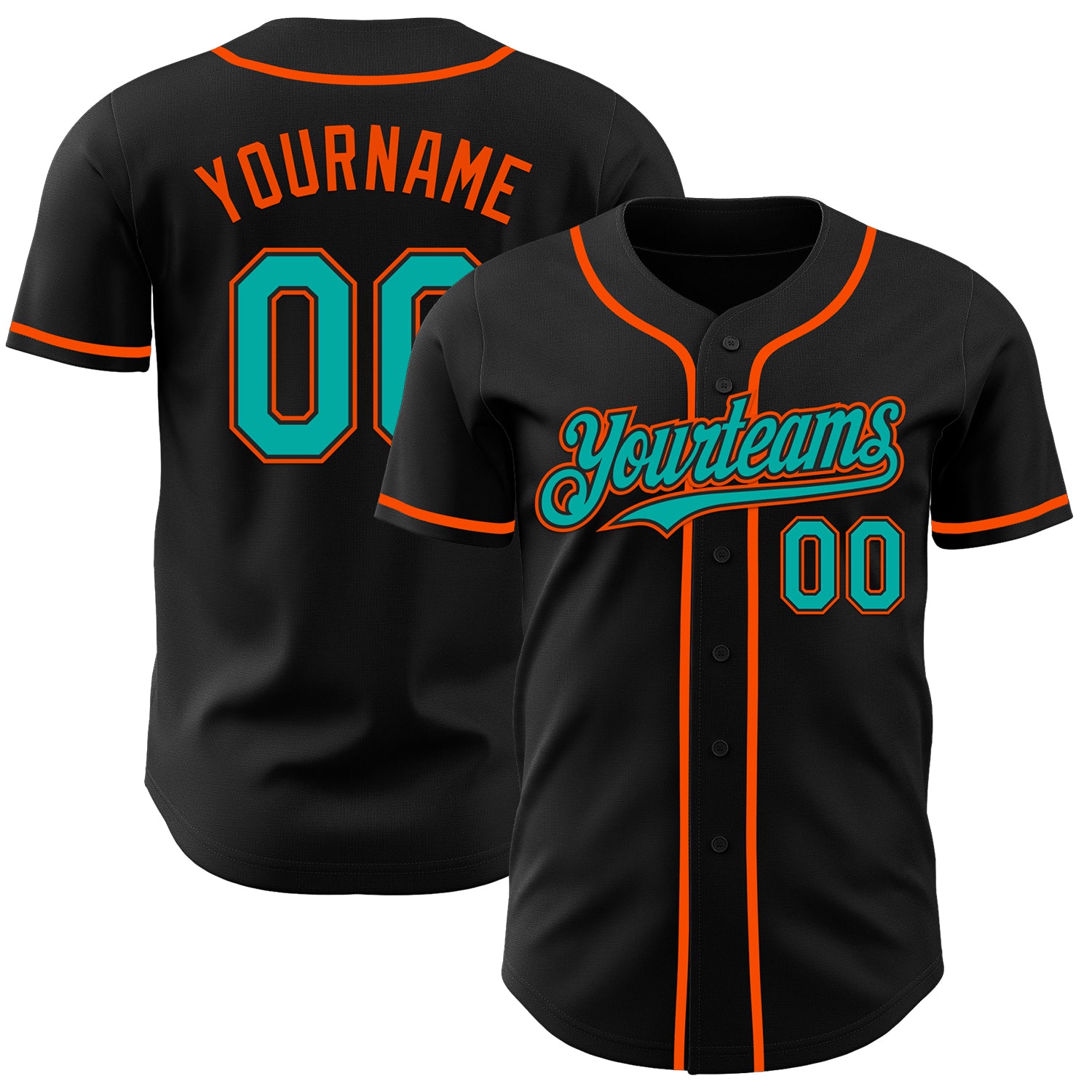 Mckenzieshoponline Black Aqua Orange Personalized Baseball Jersey For Fans
