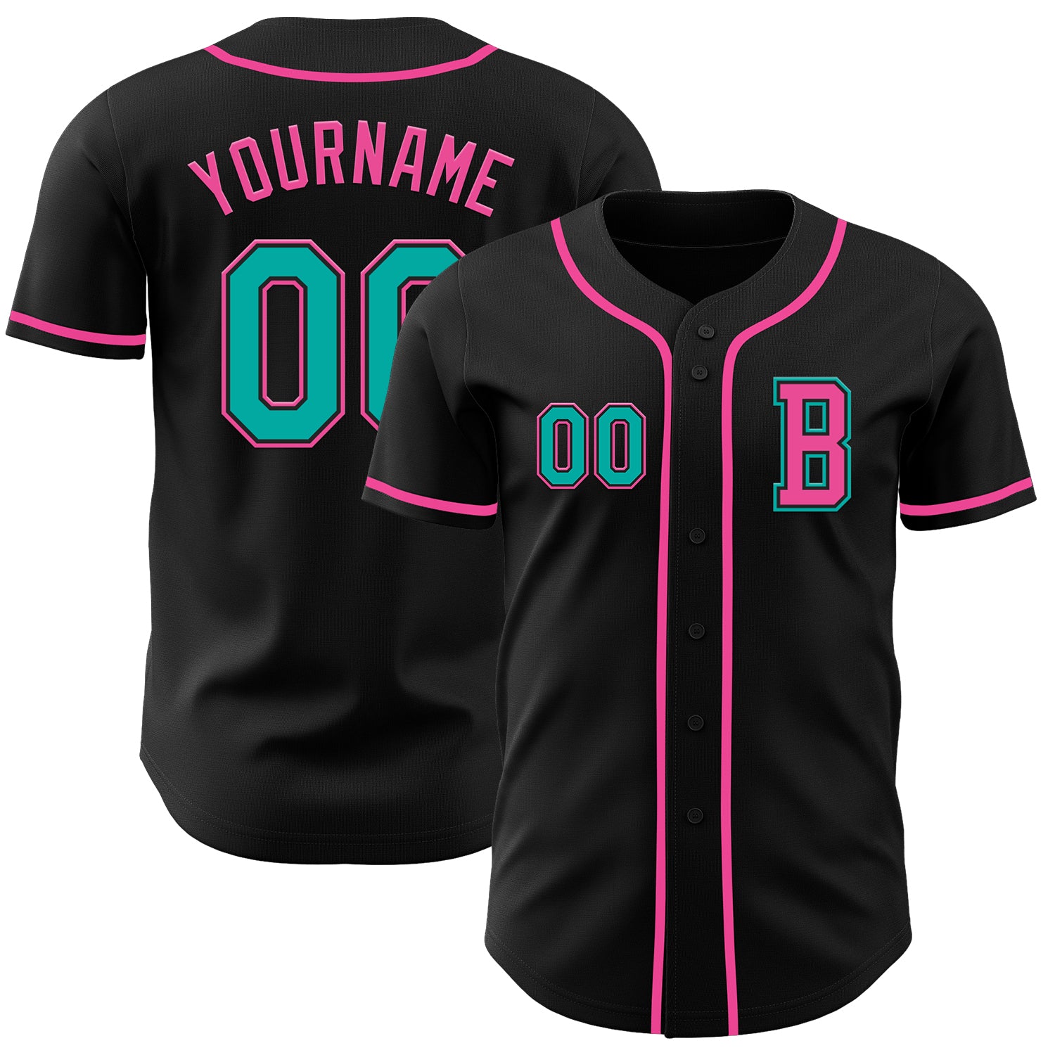 Mckenzieshoponline Black Aqua Pink Personalized Baseball Jersey For Fans