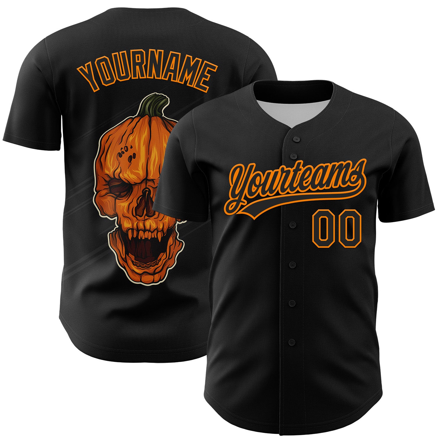 Jerseytrend Black Bay Orange 3D Halloween Personalized Baseball Jersey For Fans