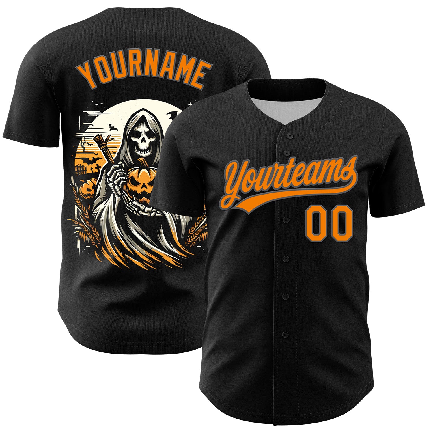 Mckenzieshoponline Black Bay Orange Steel Gray 3D Halloween Personalized Baseball Jersey For Fans