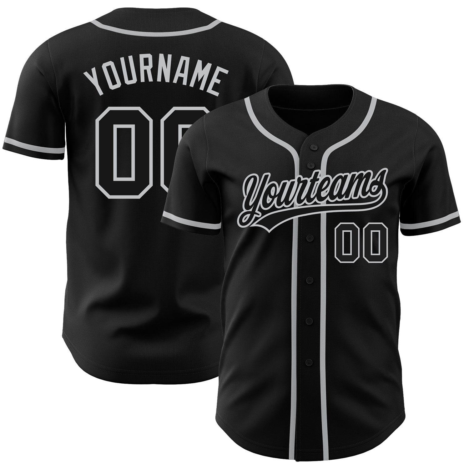Jerseytrend Black Black Gray Personalized Baseball Jersey For Fans