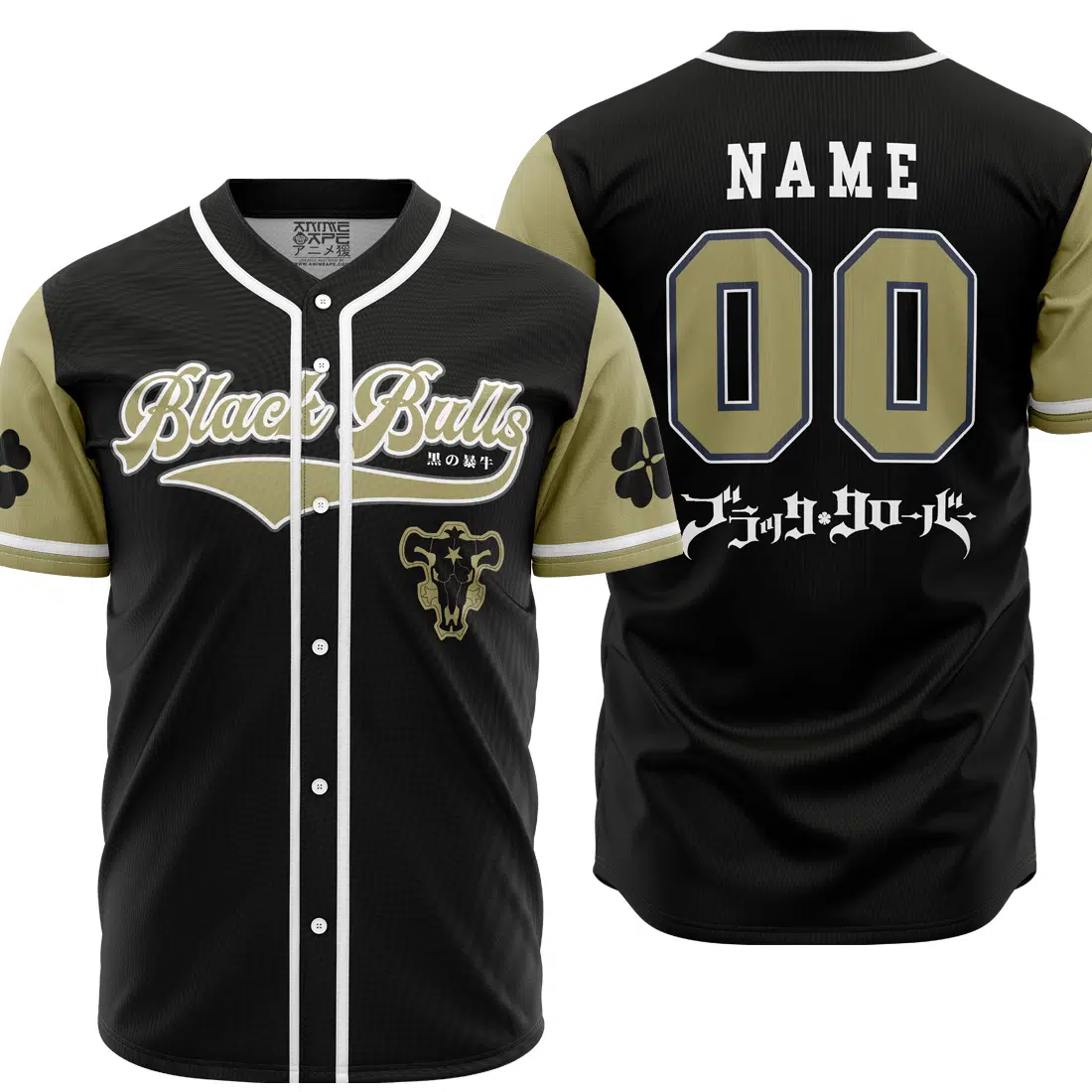 Mckenzieshoponline Black Bulls Black Clover Personalized Baseball Jersey For Fans