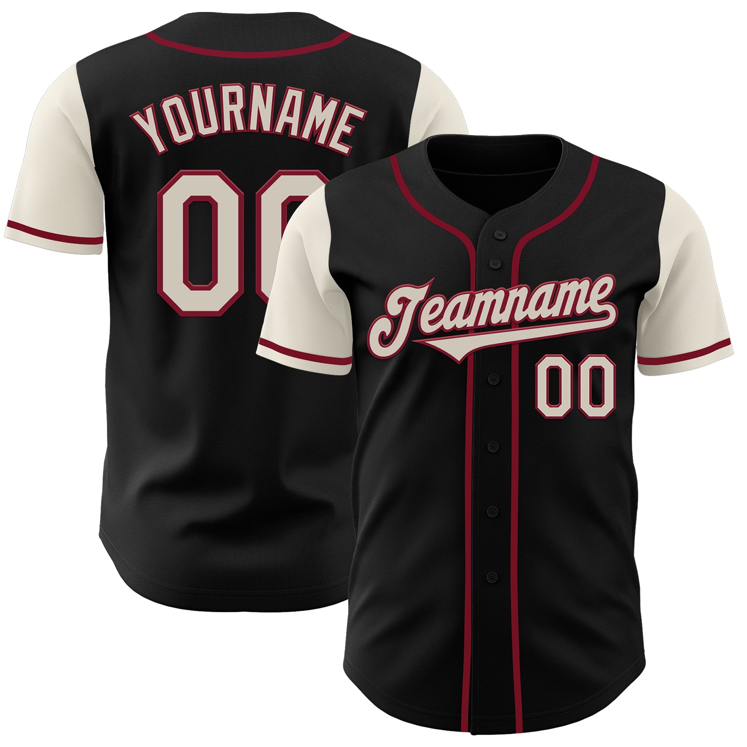 Jerseytrend Black Cream Crimson Two Tone Personalized Baseball Jersey For Fans