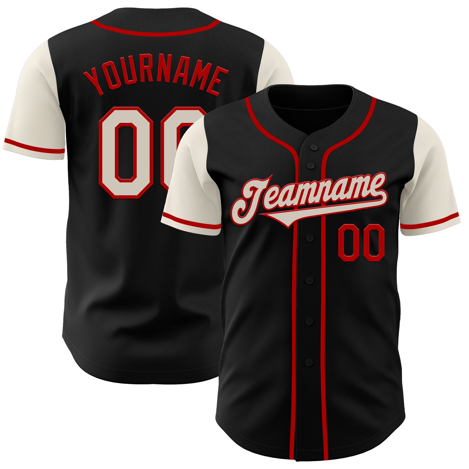 Jerseytrend Black Cream Red Two Tone Personalized Baseball Jersey For Fans