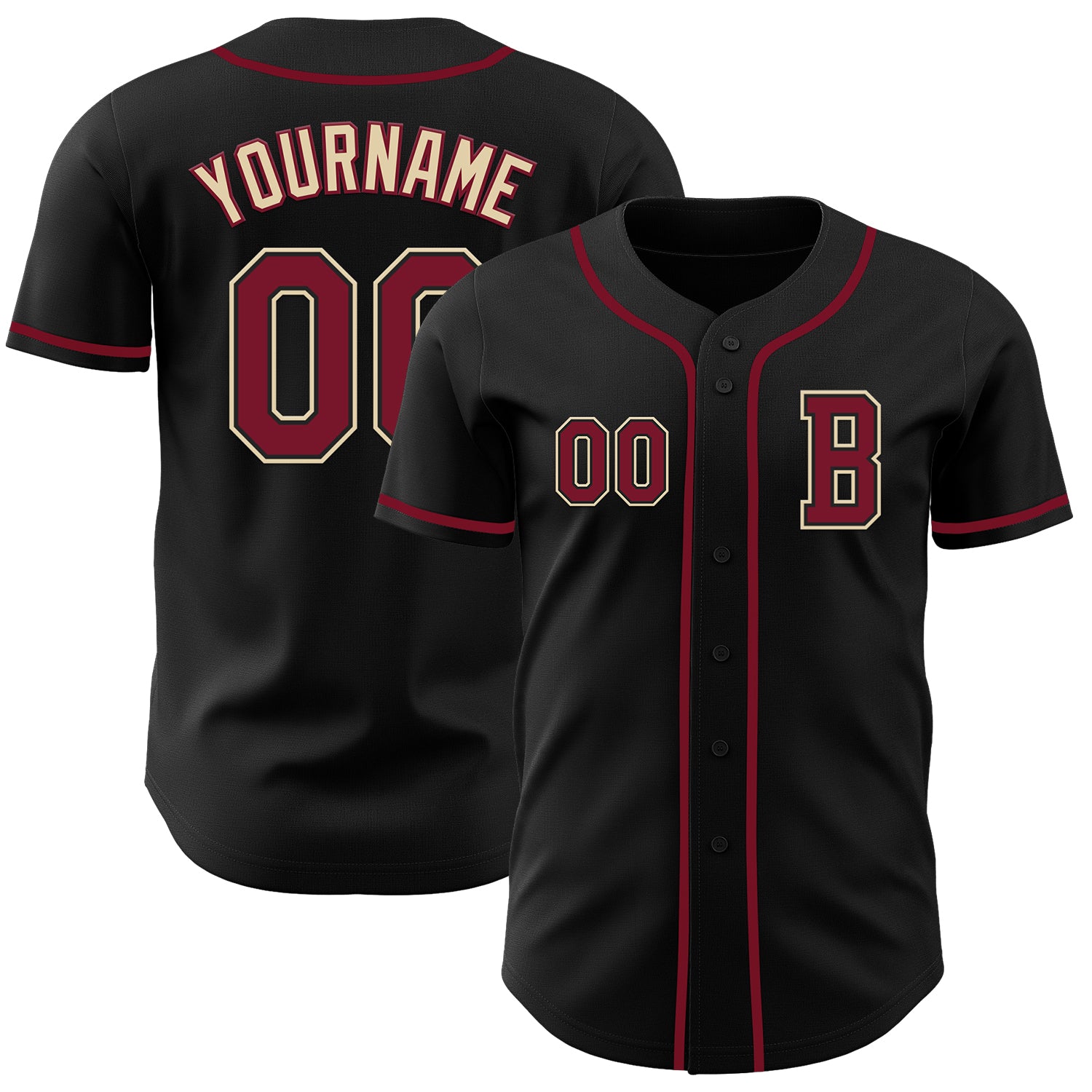 Jerseytrend Black Crimson Cream Personalized Baseball Jersey For Fans