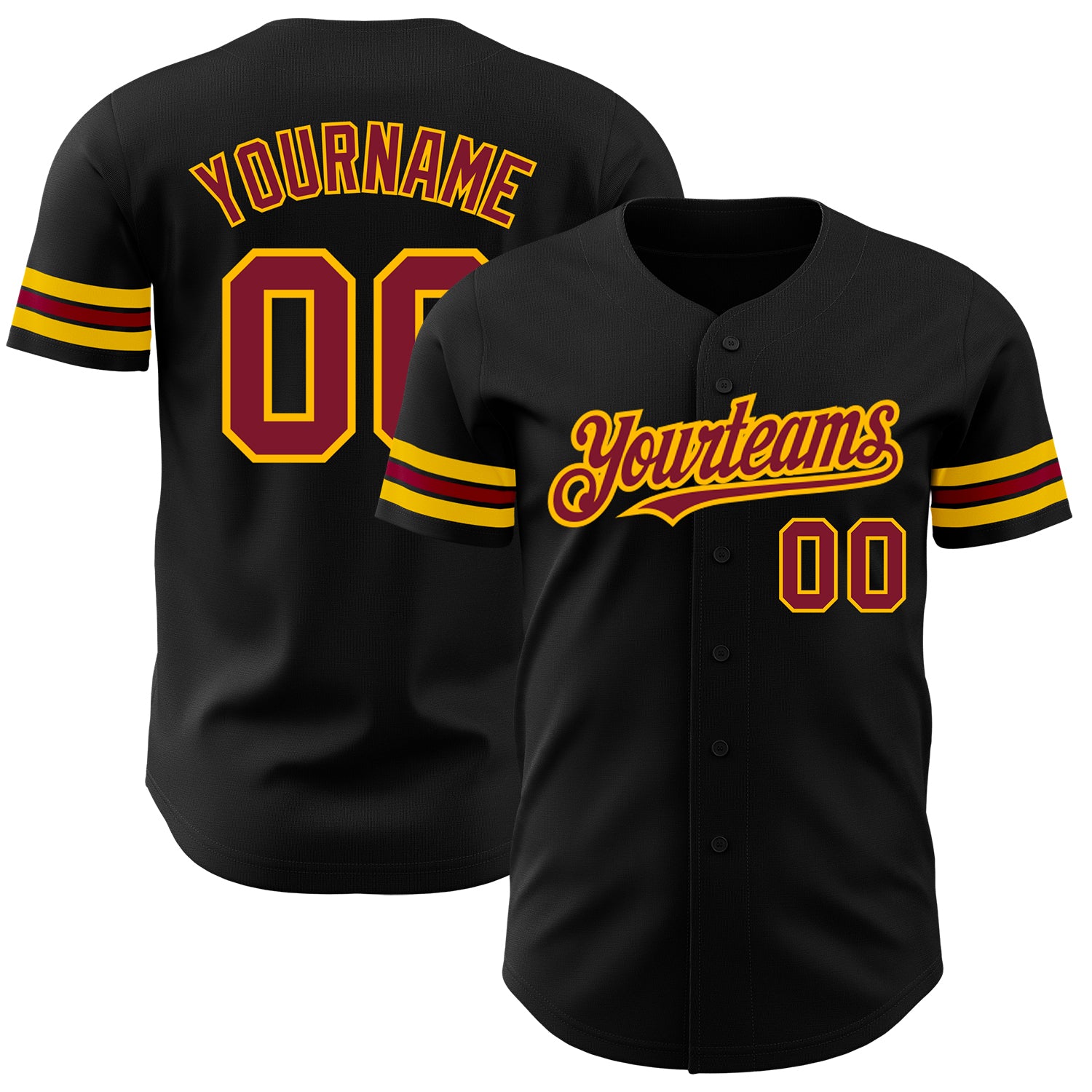 Jerseytrend Black Crimson Gold Personalized Baseball Jersey For Fans
