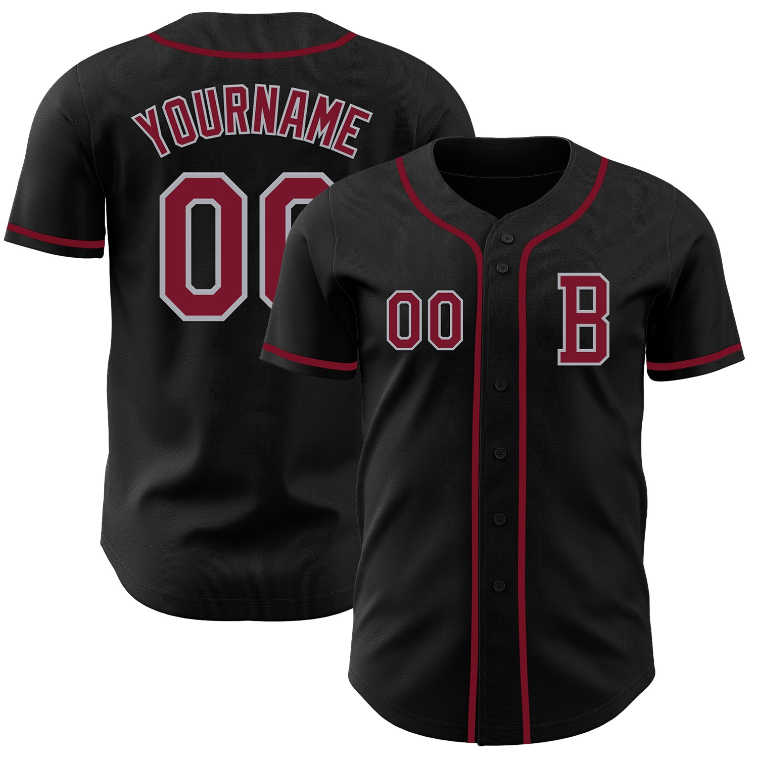 Jerseytrend Black Crimson Gray Personalized Baseball Jersey For Fans