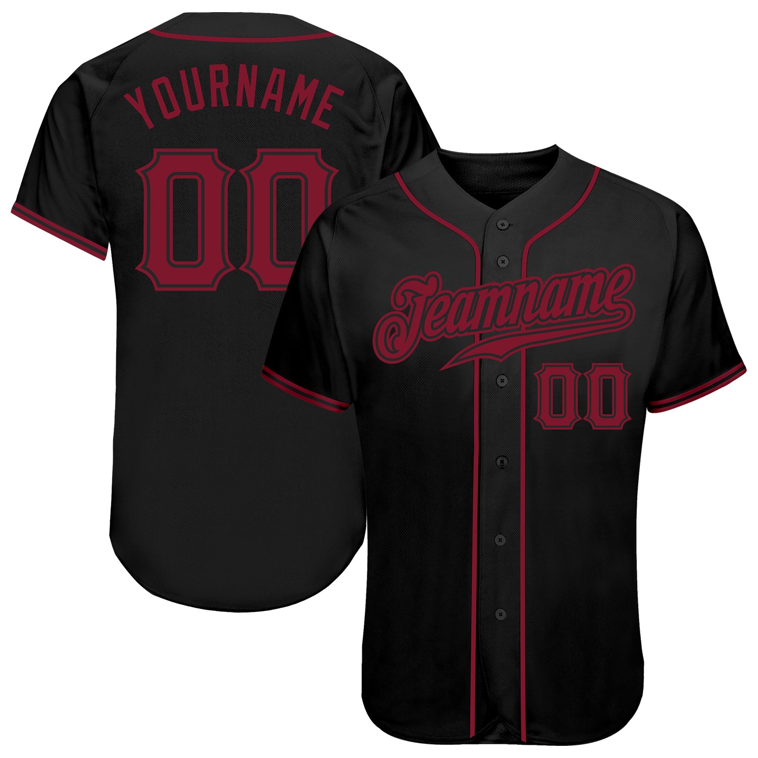 Jerseytrend Black Crimson Personalized Baseball Jersey For Fans