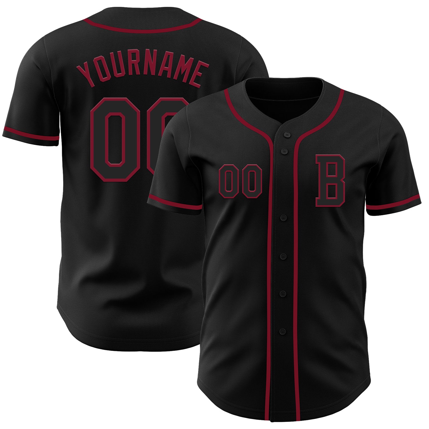Jerseytrend Black Crimson Personalized Baseball Jersey For Fans
