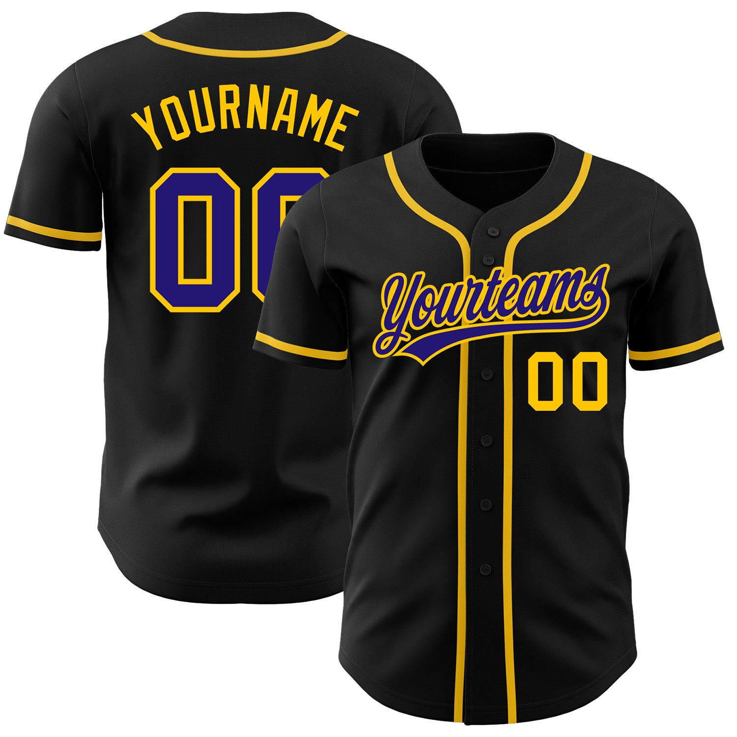 Jerseytrend Black Dark Purple Gold Personalized Baseball Jersey For Fans