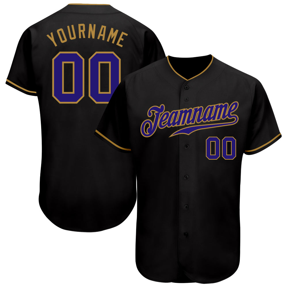 Jerseytrend Black Dark Purple Old Gold Personalized Baseball Jersey For Fans