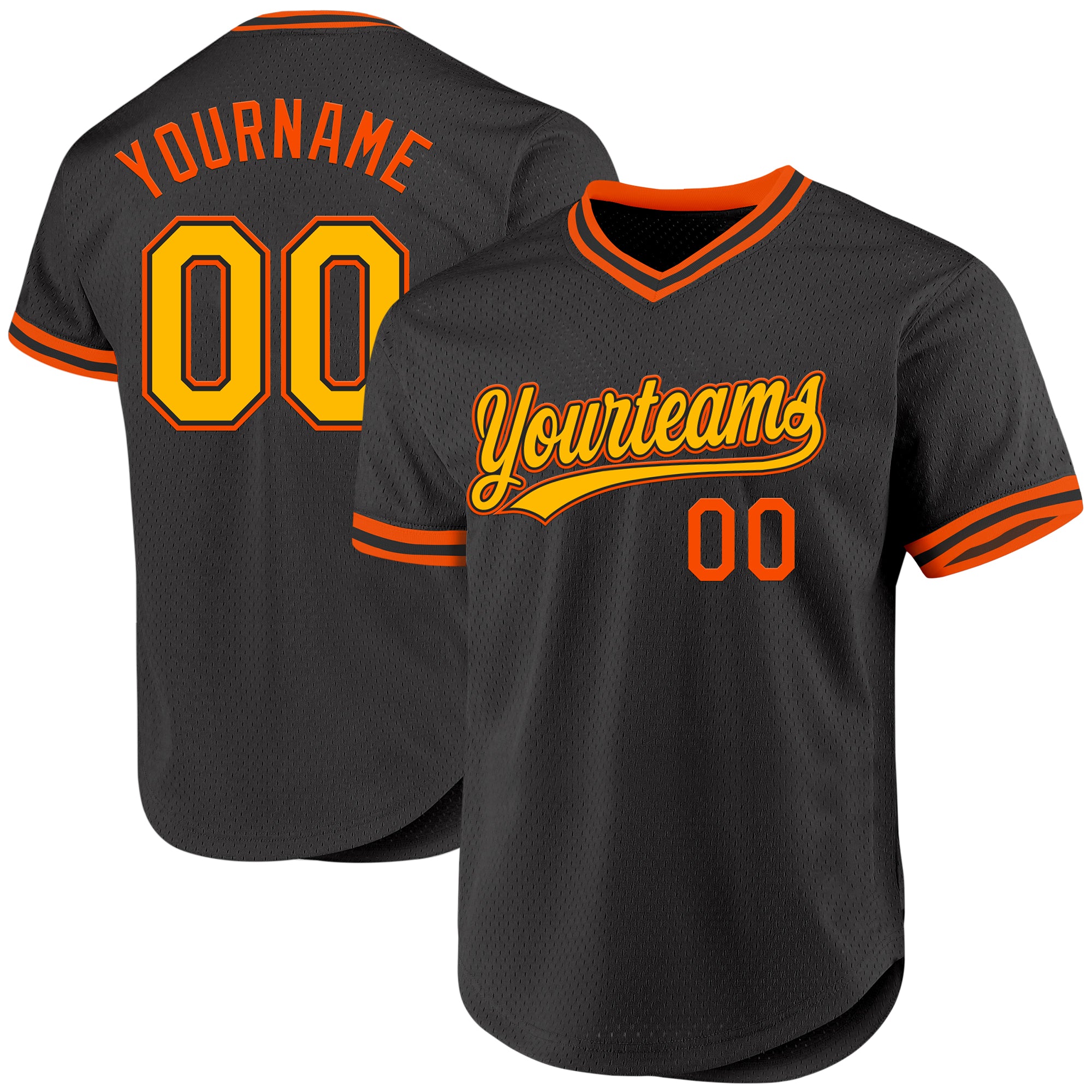 Jerseytrend Black Gold Orange Throwback Personalized Baseball Jersey For Fans