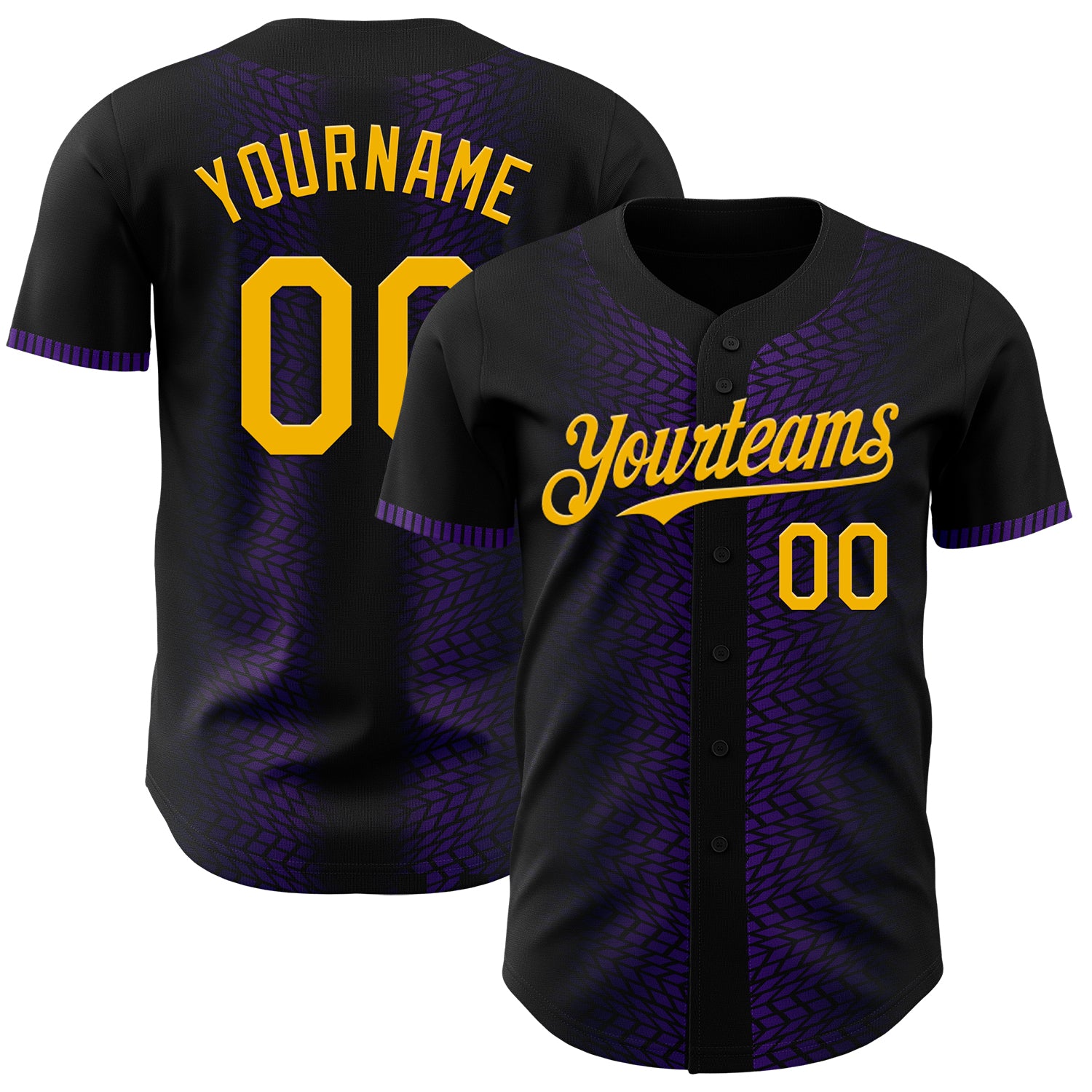 Mckenzieshoponline Black Gold Purple 3D Pattern Design Geometric Shapes Personalized Baseball Jersey For Fans