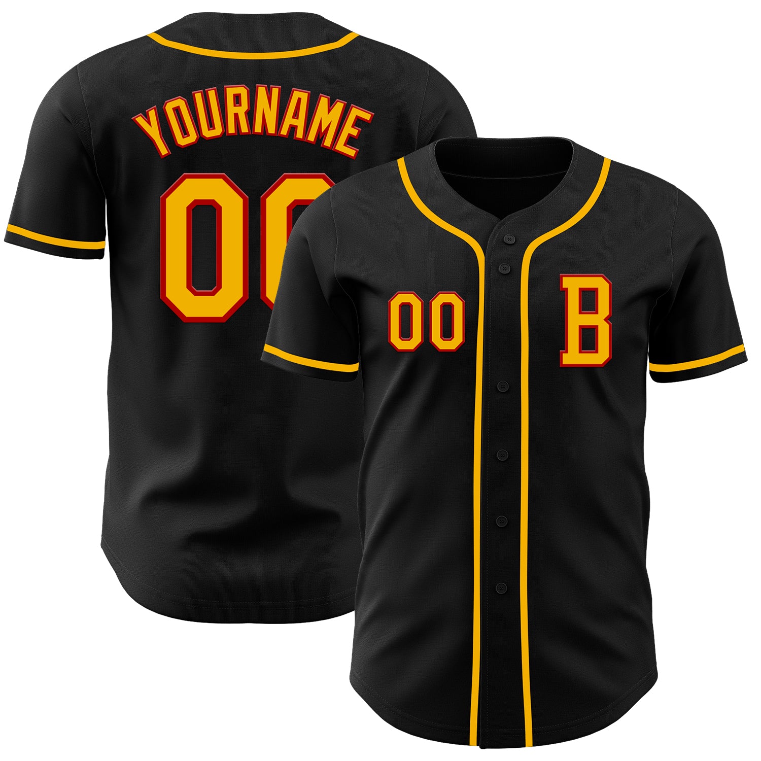Jerseytrend Black Gold Red Personalized Baseball Jersey For Fans