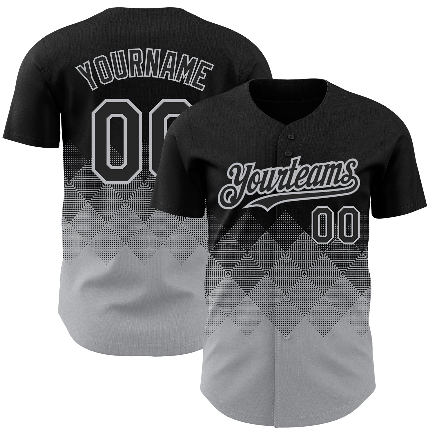Jerseytrend Black Gray 3D Pattern Design Gradient Square Shapes Personalized Baseball Jersey For Fans