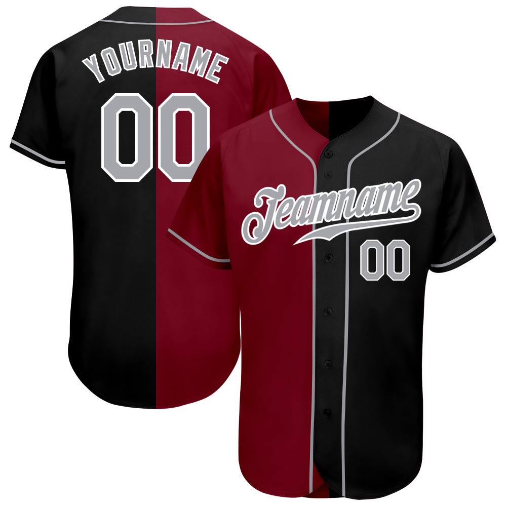Jerseytrend Black Gray Crimson Split Fashion Personalized Baseball Jersey For Fans