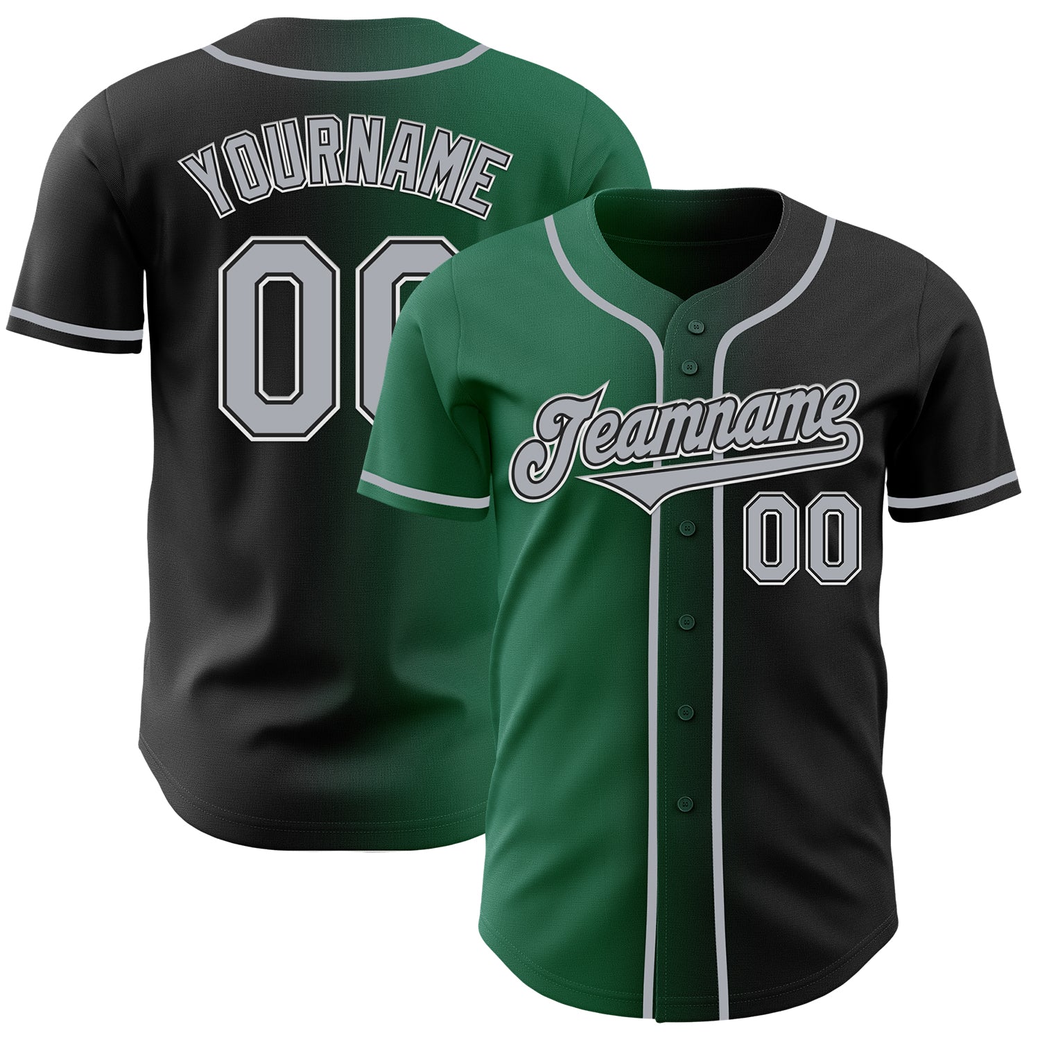 Mckenzieshoponline Black Gray Kelly Green Gradient Fashion Personalized Baseball Jersey For Fans