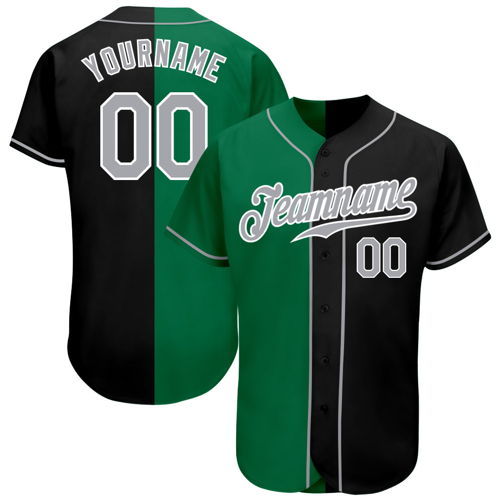 Jerseytrend Black Gray Kelly Green Split Fashion Personalized Baseball Jersey For Fans