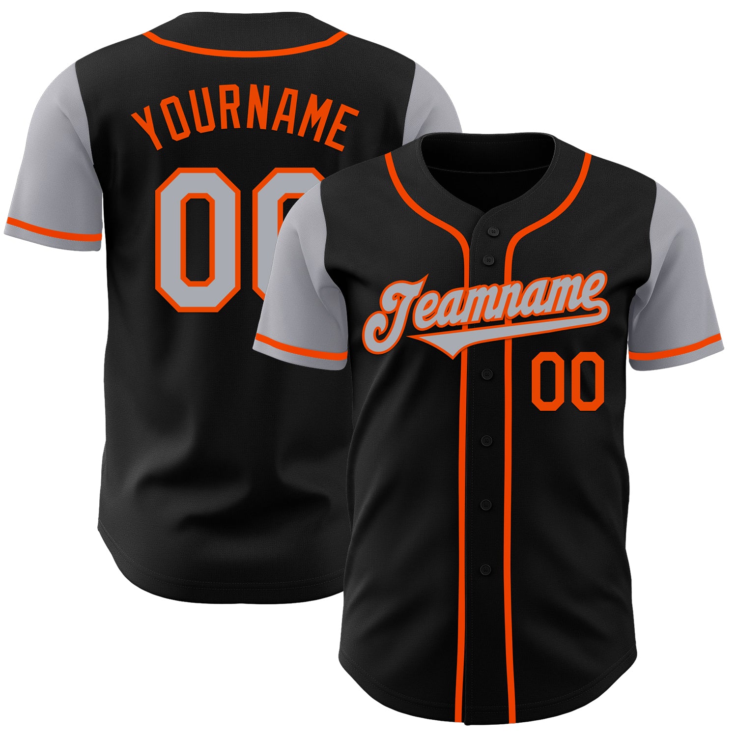 Jerseytrend Black Gray Orange Two Tone Personalized Baseball Jersey For Fans