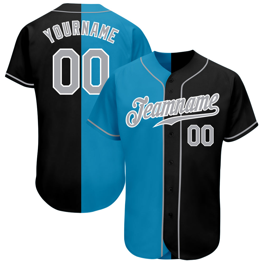 Jerseytrend Black Gray Panther Blue Split Fashion Personalized Baseball Jersey For Fans