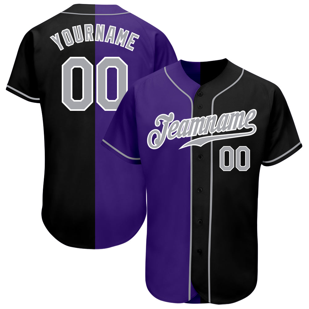 Jerseytrend Black Gray Purple Split Fashion Personalized Baseball Jersey For Fans