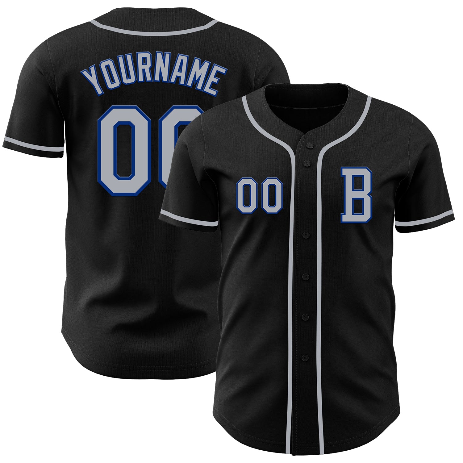 Jerseytrend Black Gray Royal Personalized Baseball Jersey For Fans