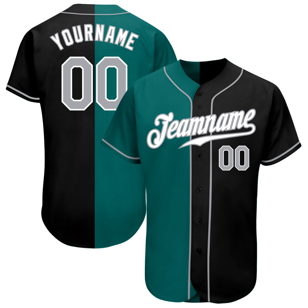 Jerseytrend Black Gray Teal Split Fashion Personalized Baseball Jersey For Fans