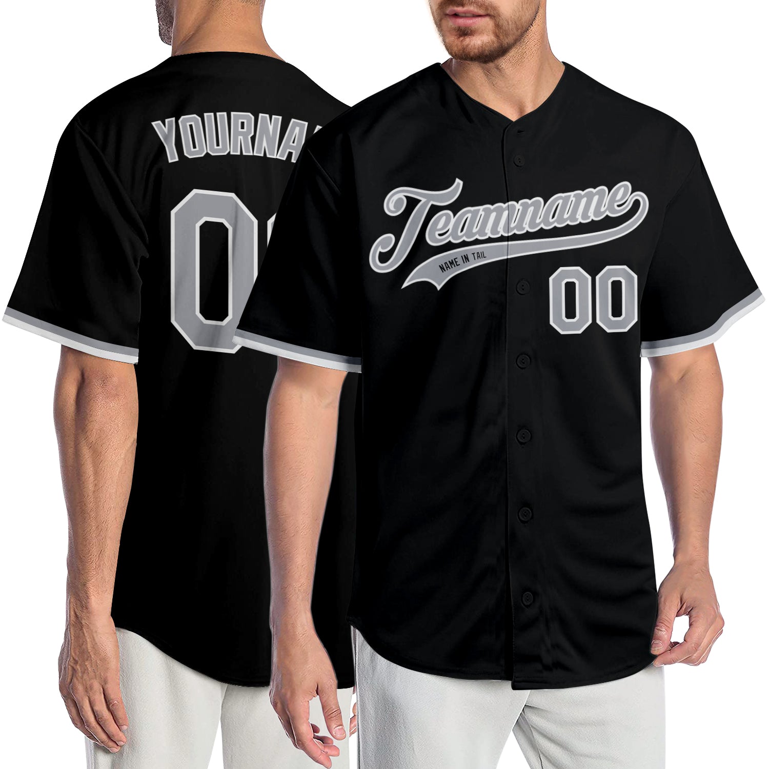 Jerseytrend Black Gray White Personalized Baseball Jersey For Fans