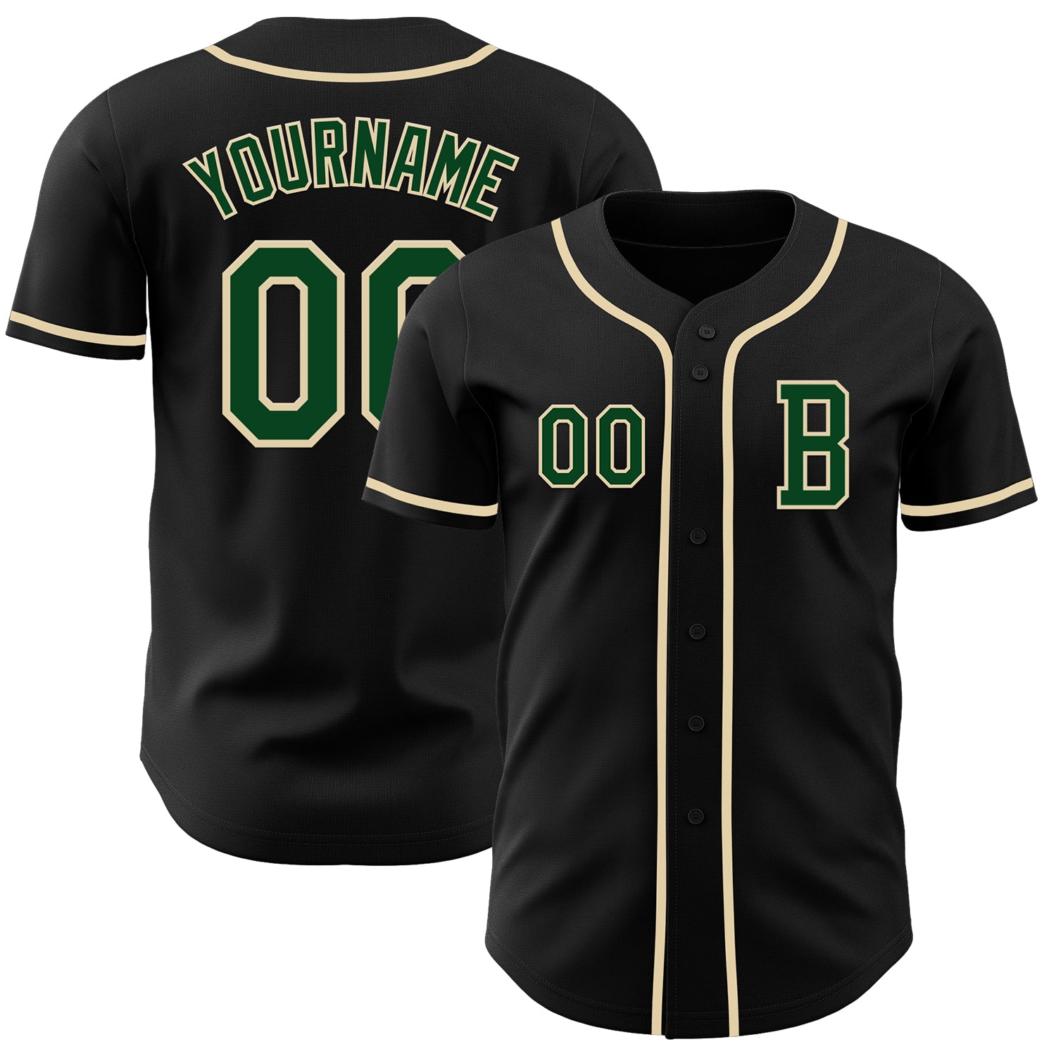 Mckenzieshoponline Black Green Cream Personalized Baseball Jersey For Fans