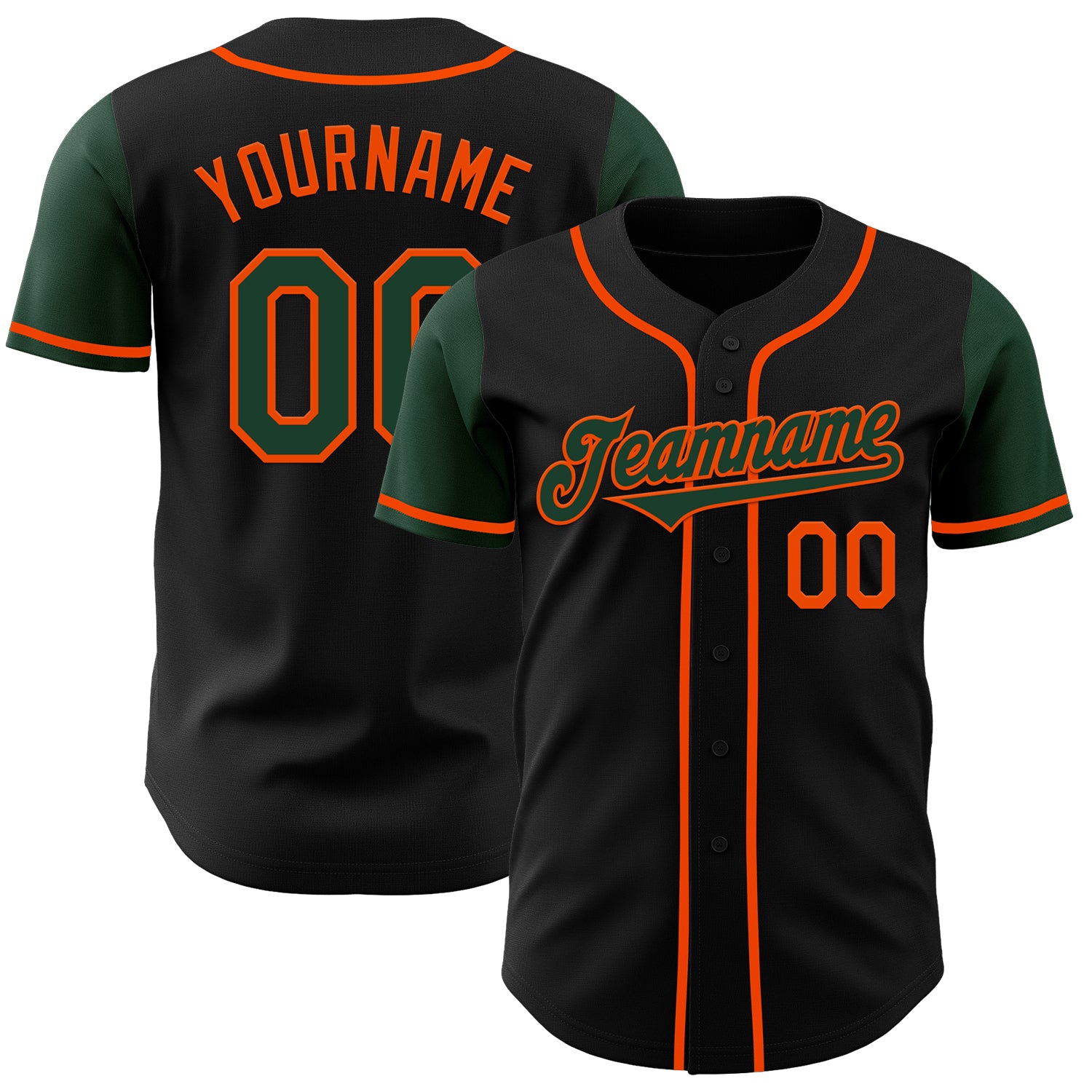 Jerseytrend Black Green Orange Two Tone Personalized Baseball Jersey For Fans