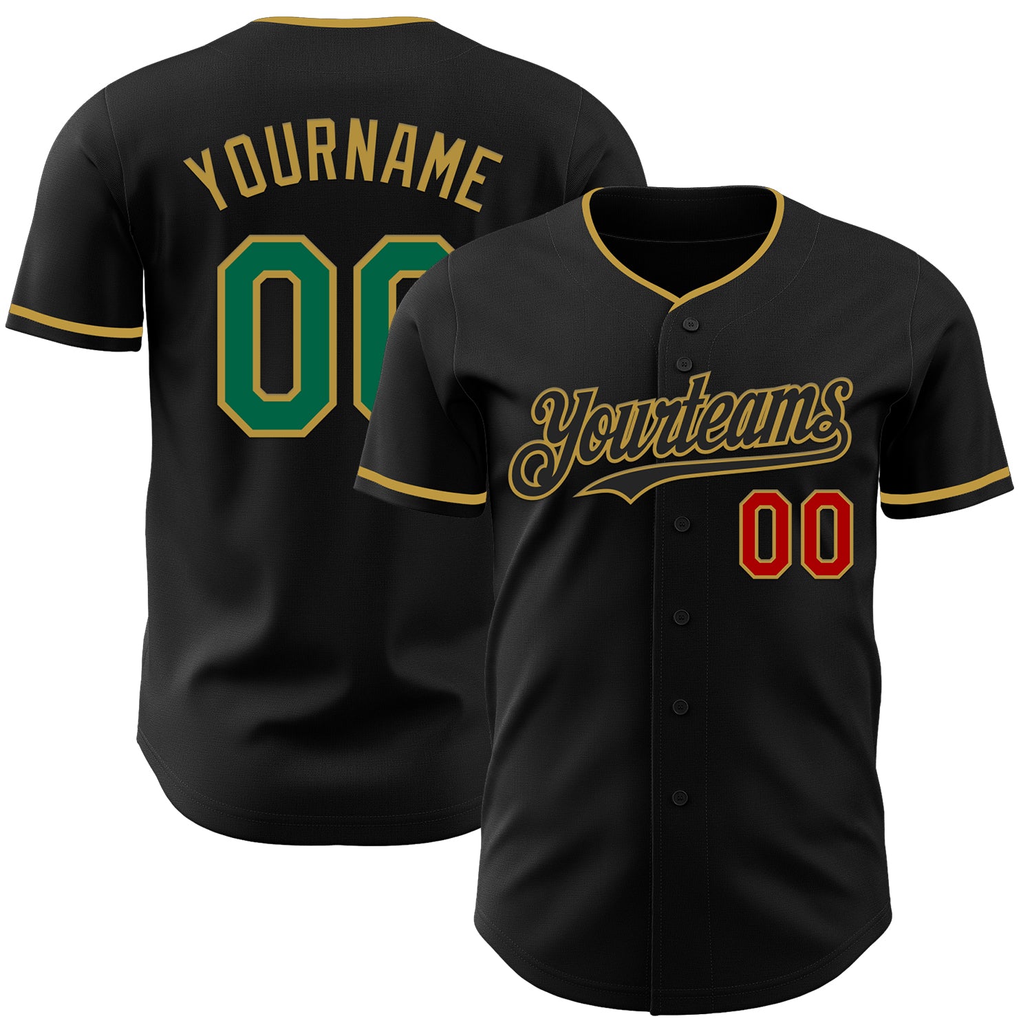 Mckenzieshoponline Black Kelly Green Old Gold Red Personalized Baseball Jersey For Fans