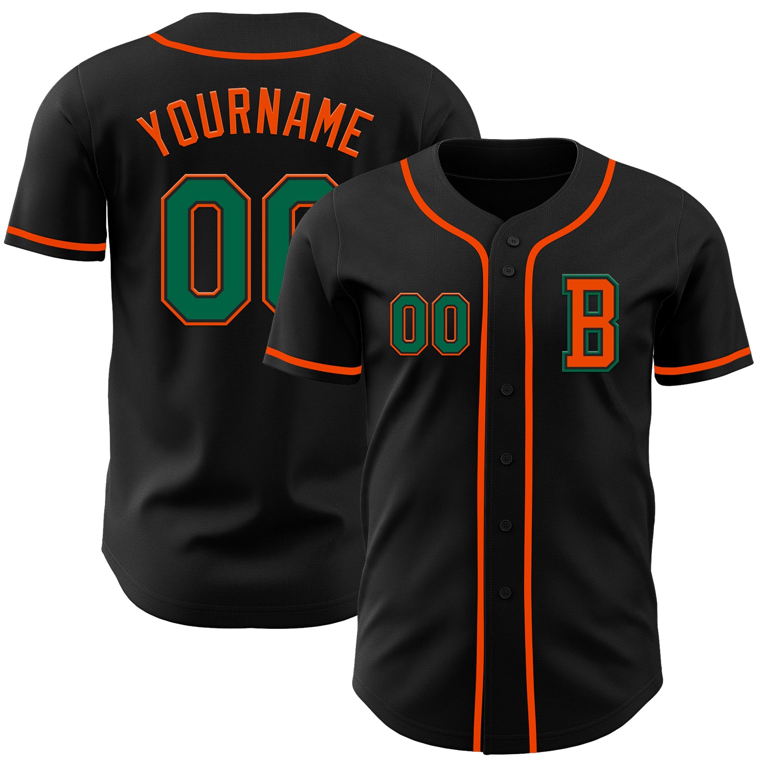 Mckenzieshoponline Black Kelly Green Orange Personalized Baseball Jersey For Fans