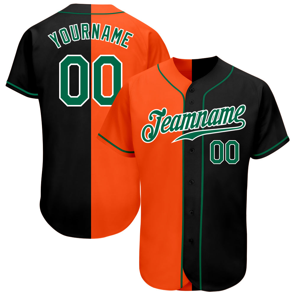 Jerseytrend Black Kelly Green Orange Split Fashion Personalized Baseball Jersey For Fans