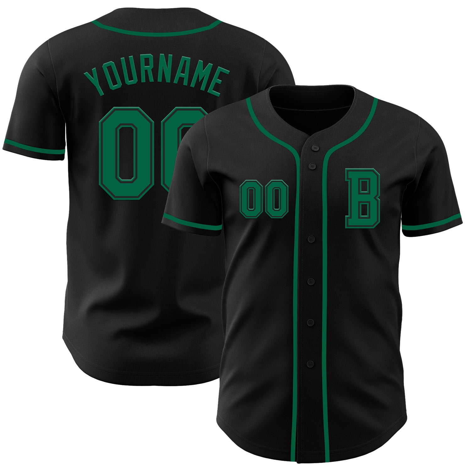 Jerseytrend Black Kelly Green Personalized Baseball Jersey For Fans
