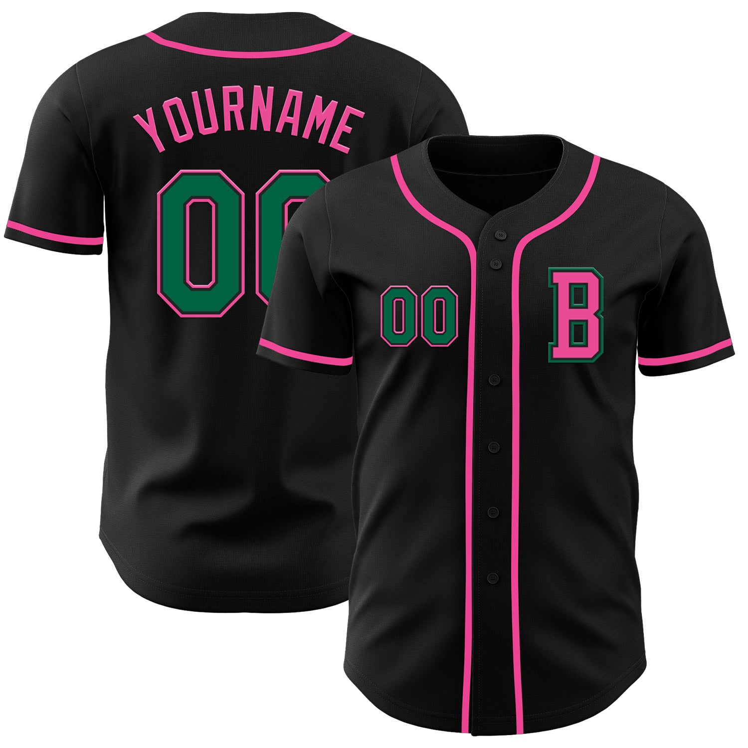 Mckenzieshoponline Black Kelly Green Pink Personalized Baseball Jersey For Fans