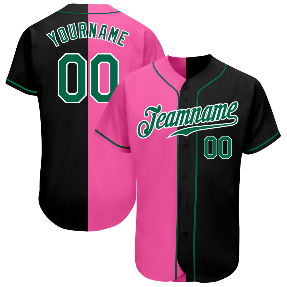 Jerseytrend Black Kelly Green Pink Split Fashion Personalized Baseball Jersey For Fans