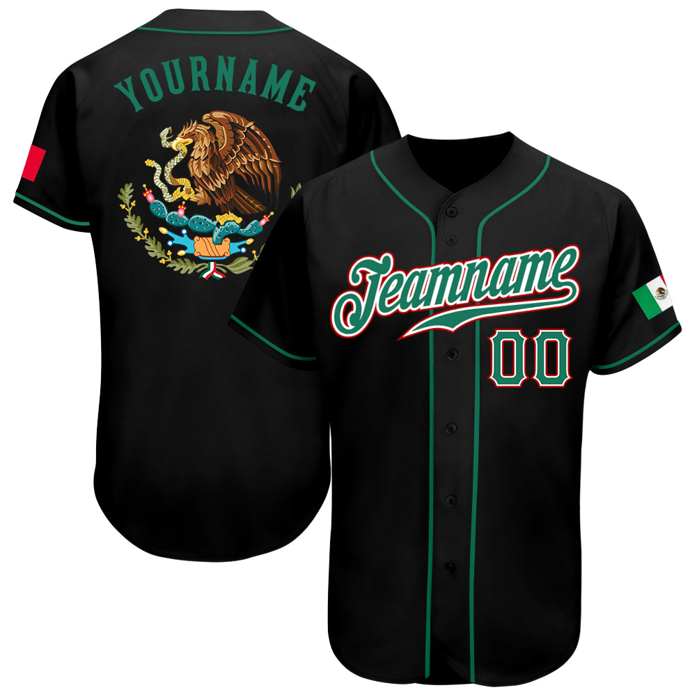 Jerseytrend Black Kelly Green Red Mexican Flag Fashion Personalized Baseball Jersey For Fans