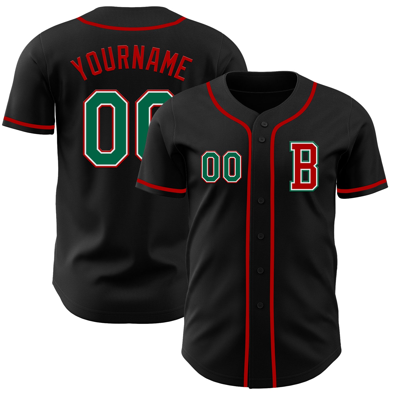 Mckenzieshoponline Black Kelly Green Red Personalized Baseball Jersey For Fans