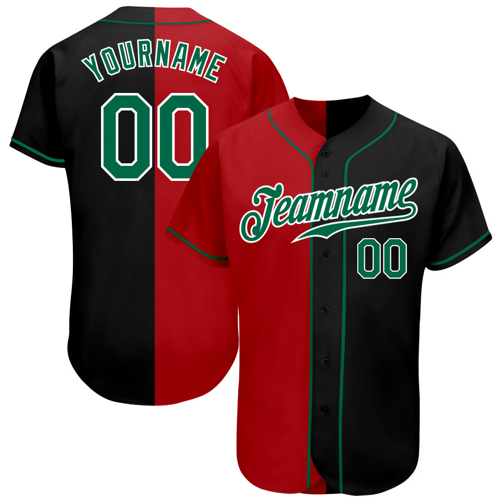 Jerseytrend Black Kelly Green Red Split Fashion Personalized Baseball Jersey For Fans