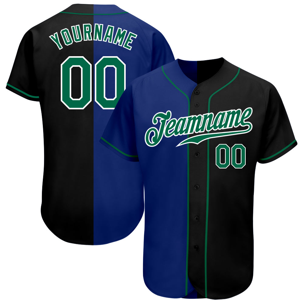 Jerseytrend Black Kelly Green Royal Split Fashion Personalized Baseball Jersey For Fans